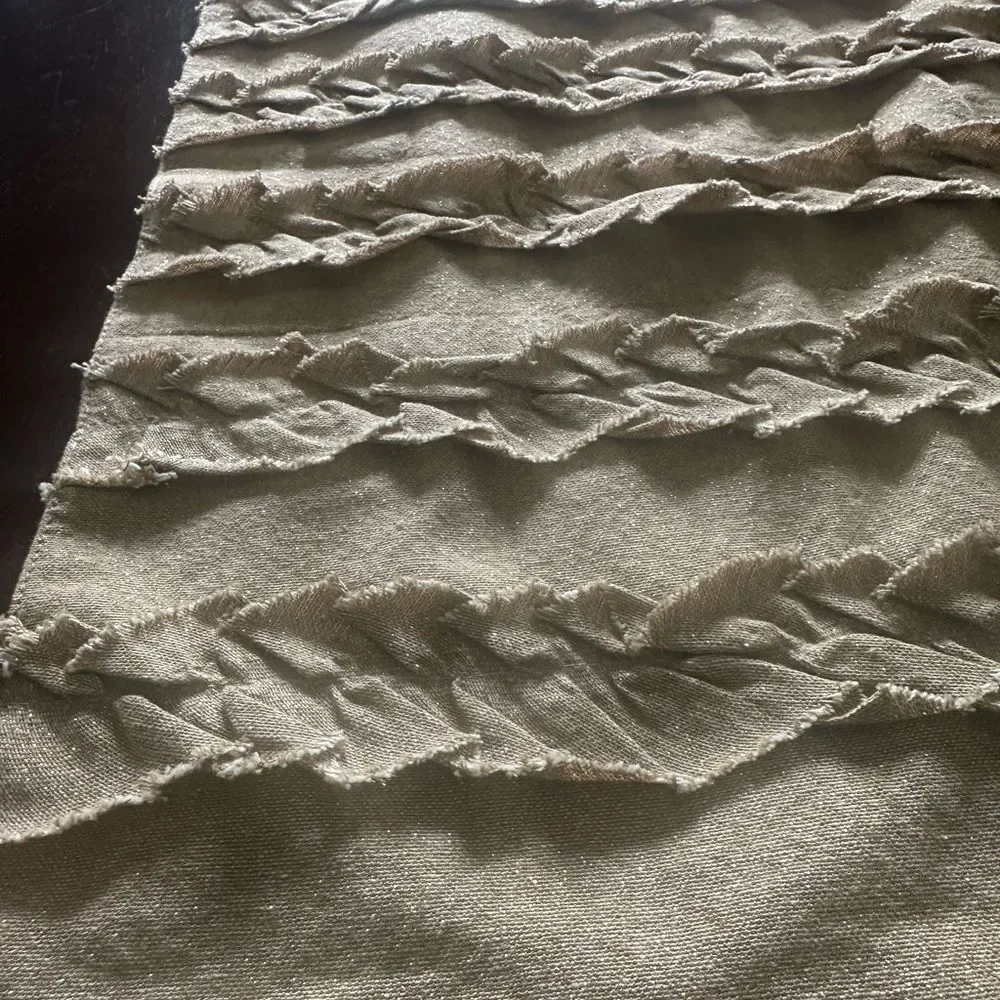 Nicole Miller Sand Colored Ruffled Table Runner